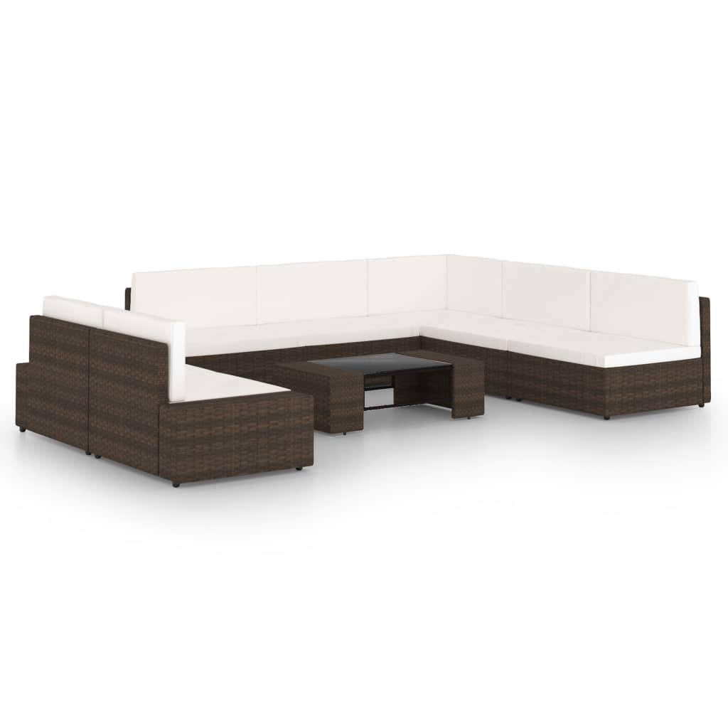 vidaXL 4-tlg. Garten-Lounge-Set mit Kissen Braun Poly Rattan