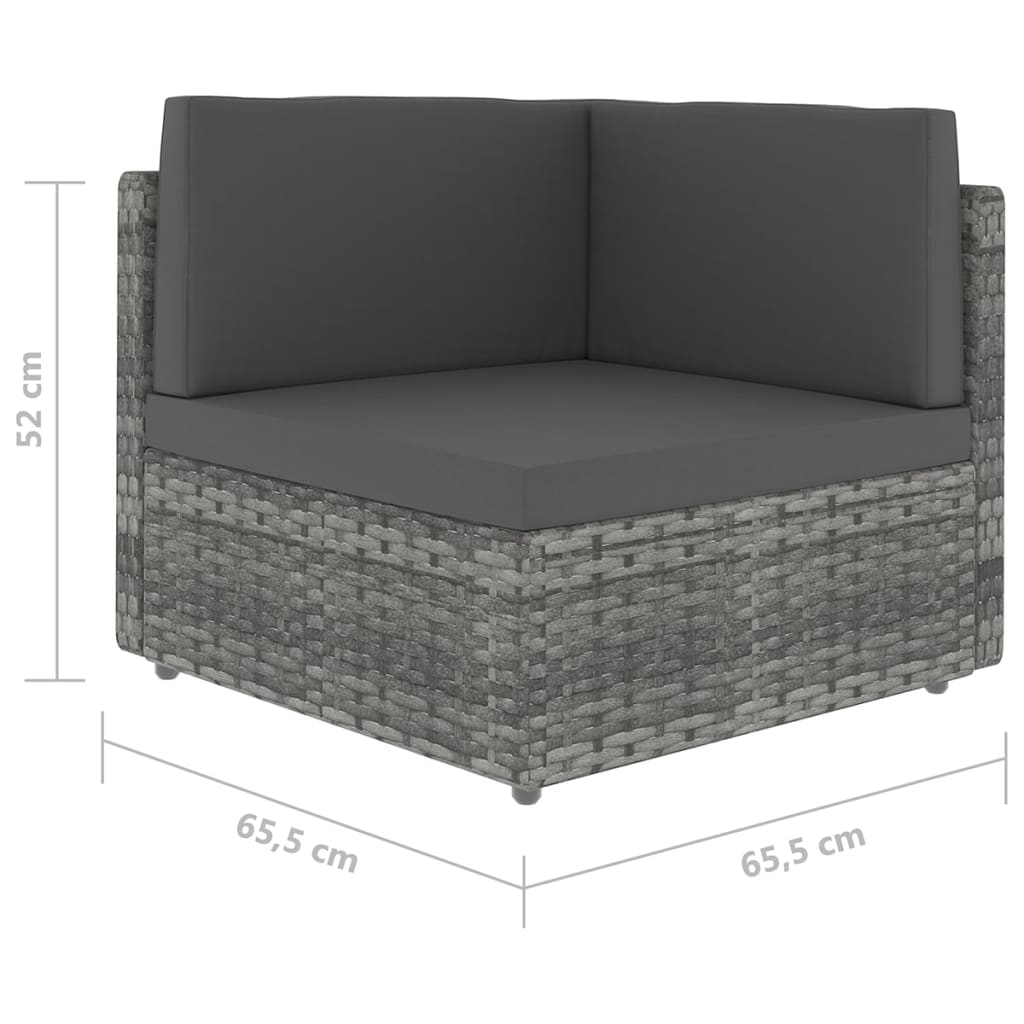 vidaXL 4-tlg. Garten-Lounge-Set mit Kissen Grau Poly Rattan