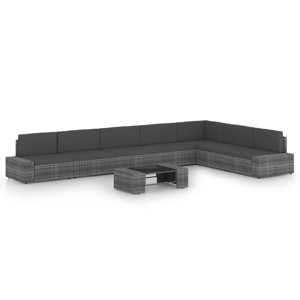 vidaXL 4-tlg. Garten-Lounge-Set mit Kissen Grau Poly Rattan