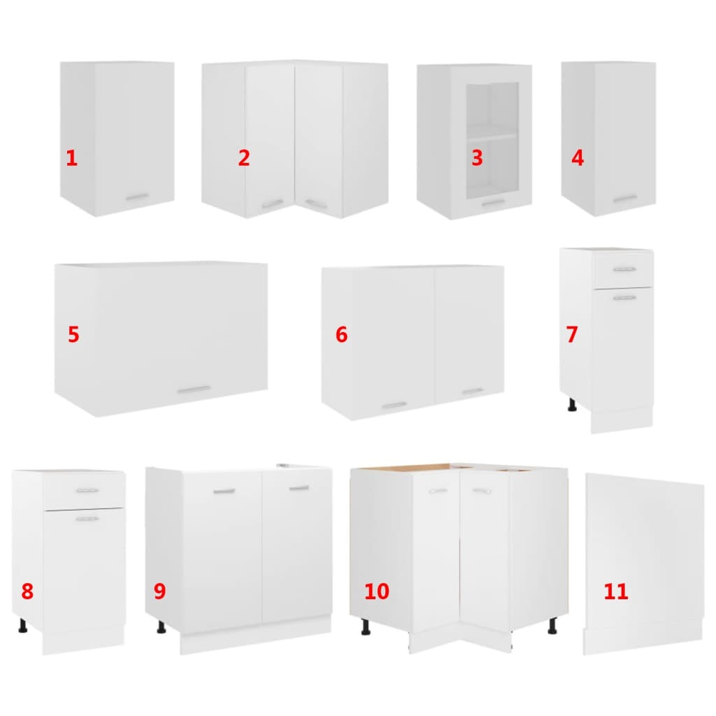 vidaXL 11-tlg. Küchenzeile Lyon Weiß Holzwerkstoff