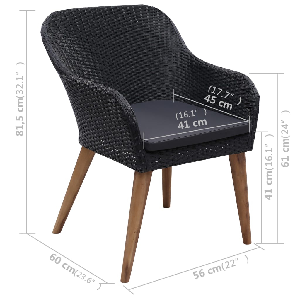 vidaXL 3-tlg. Garten-Essgruppe Schwarz