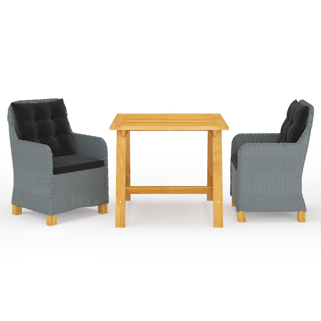 vidaXL 3-tlg. Garten-Essgruppe Dunkelgrau