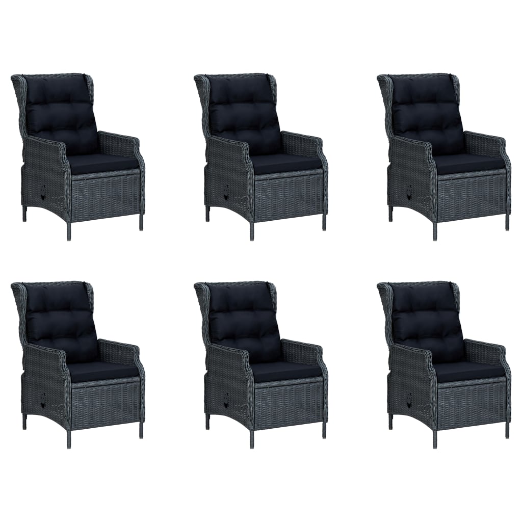 vidaXL 7-tlg. Garten-Essgruppe Dunkelgrau