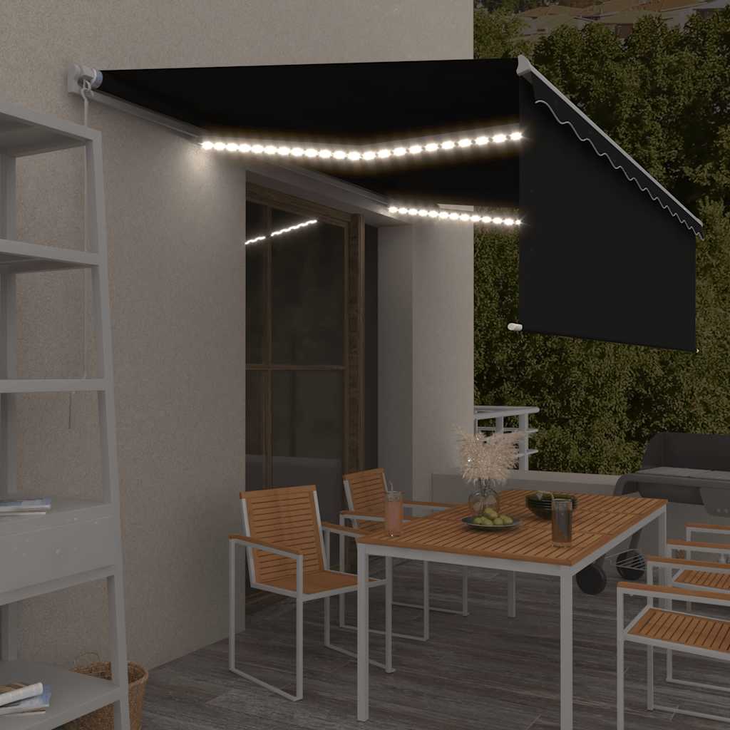 vidaXL Markise Manuell Einziehbar mit Rollo & LED 3x2,5m Blau & Weiß