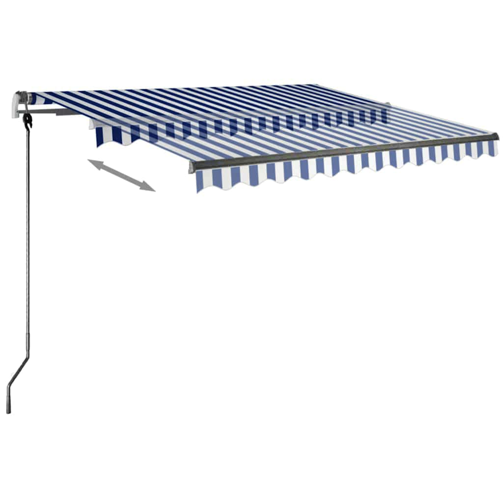vidaXL Markise Manuell Einziehbar mit LED 300x250 cm Blau und Weiß