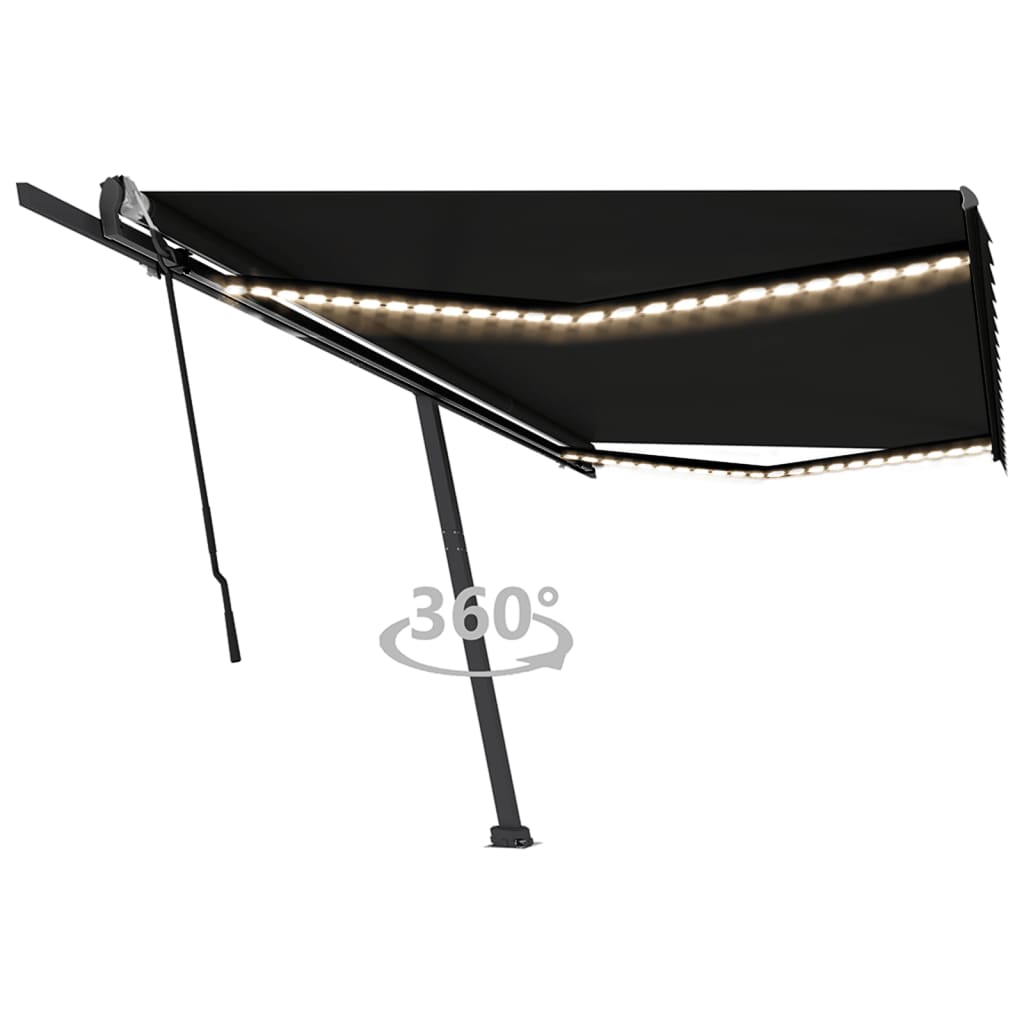 vidaXL Markise Manuell Einziehbar mit LED 300x250 cm Blau und Weiß