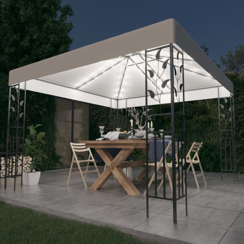 vidaXL Pavillon mit LED-Lichterkette 3x3 m Anthrazit