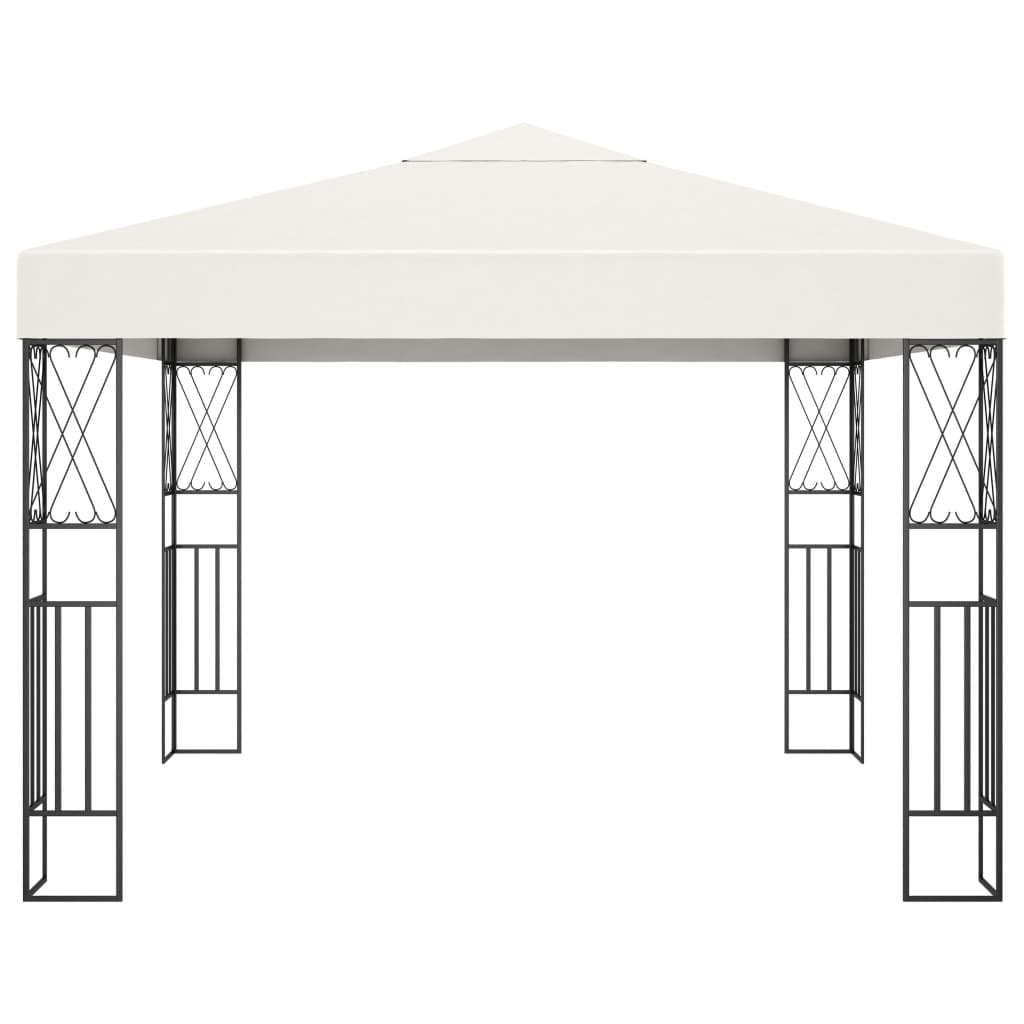 vidaXL Pavillon mit LED-Lichterkette 3x3 m Creme Stoff