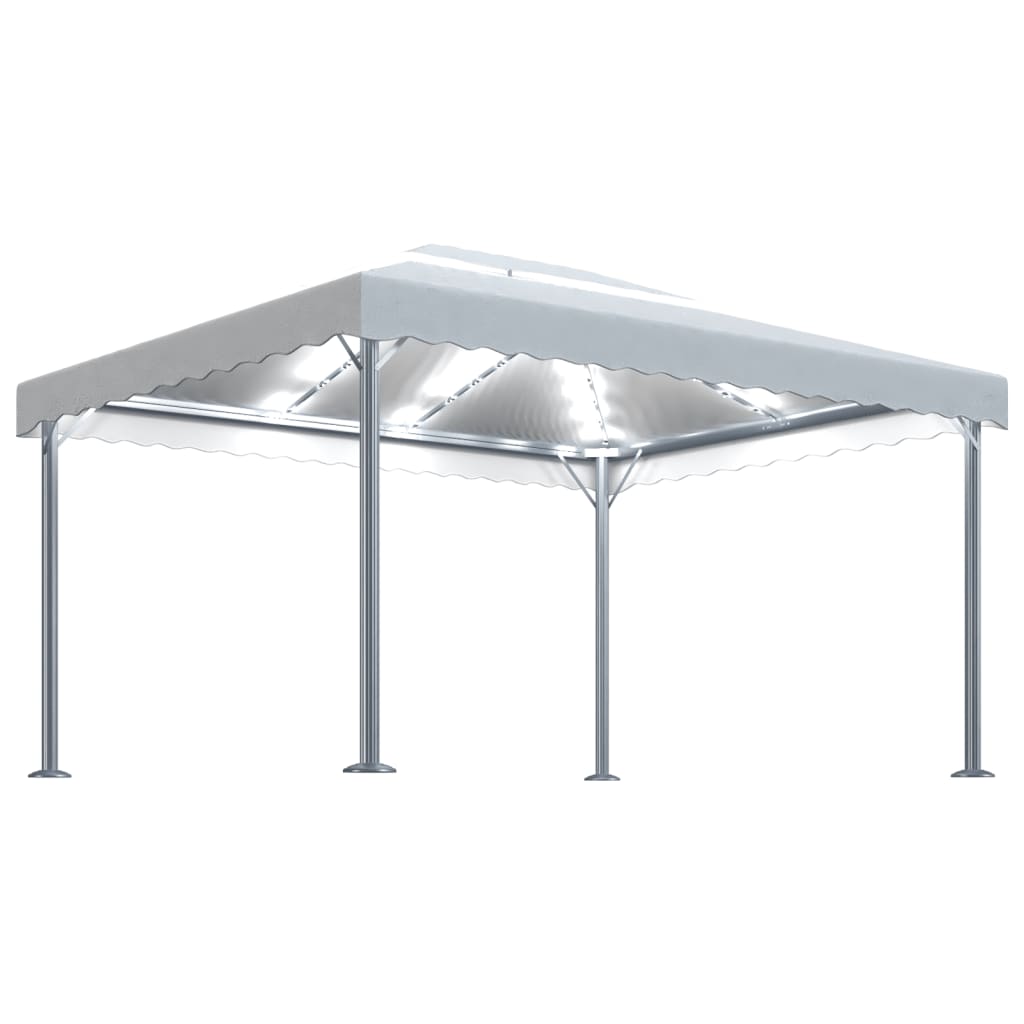 vidaXL Pavillon mit LED-Lichterkette 400x300 cm Cremeweiß Aluminium