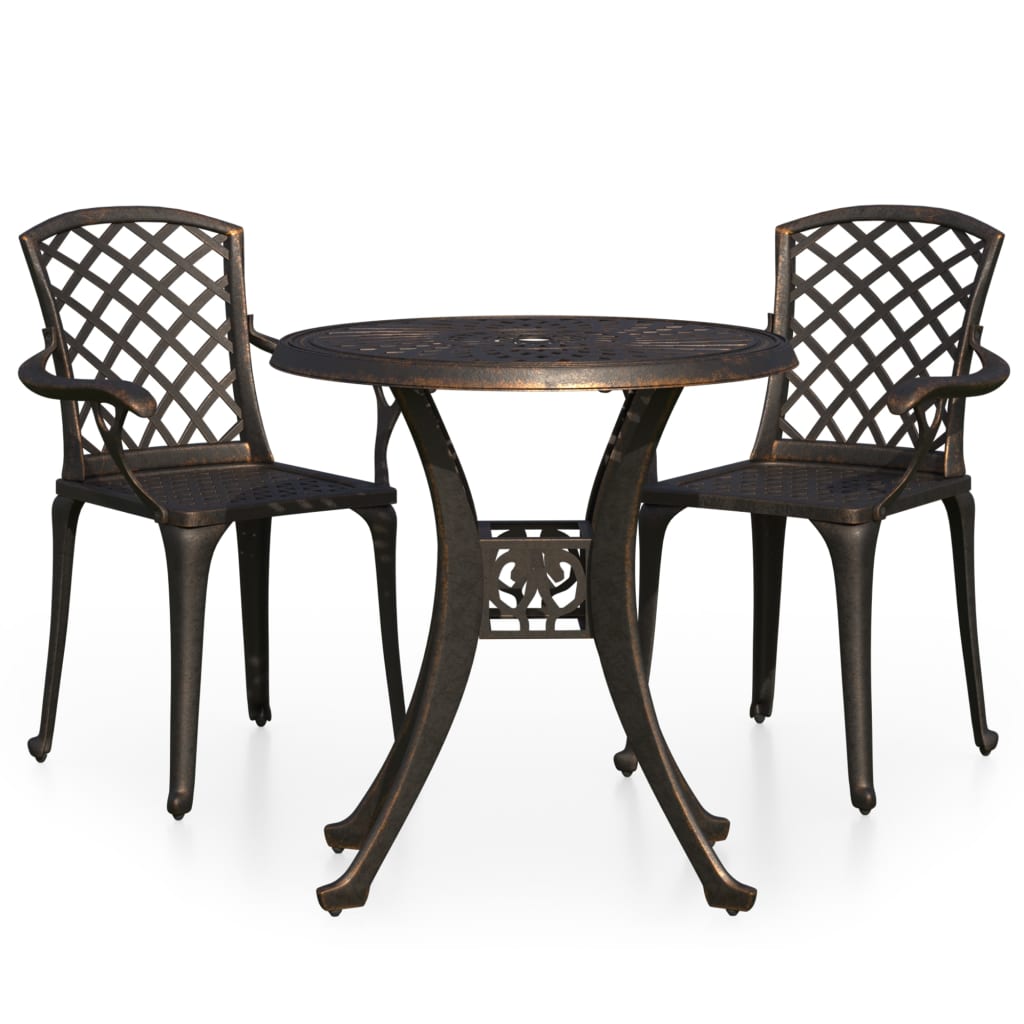 vidaXL 3-tlg. Bistro-Set Aluminiumguss Bronzen