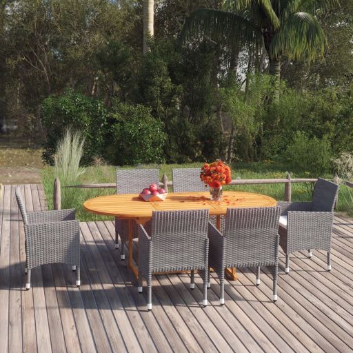 vidaXL 7-tlg. Garten-Essgruppe Poly Rattan Schwarz