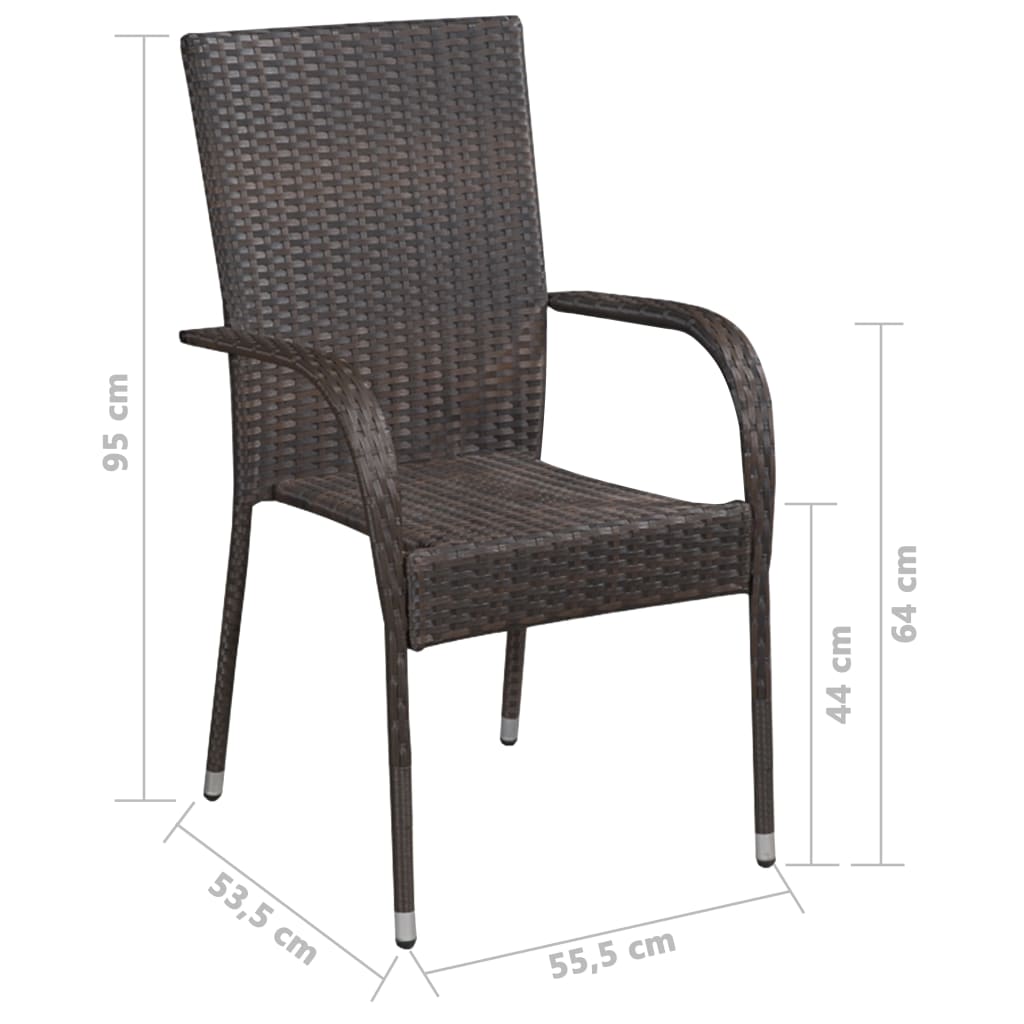 vidaXL 7-tlg. Garten-Essgruppe Poly Rattan Braun