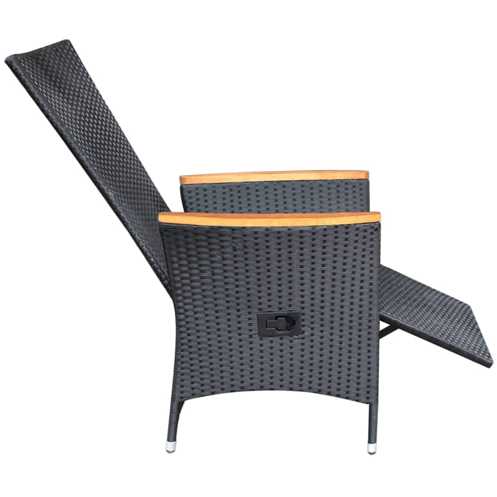 vidaXL 7-tlg. Garten-Essgruppe Poly Rattan Schwarz