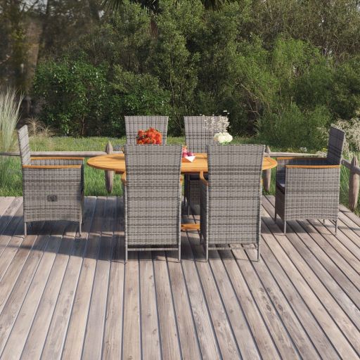 vidaXL 7-tlg. Garten-Essgruppe Poly Rattan Schwarz
