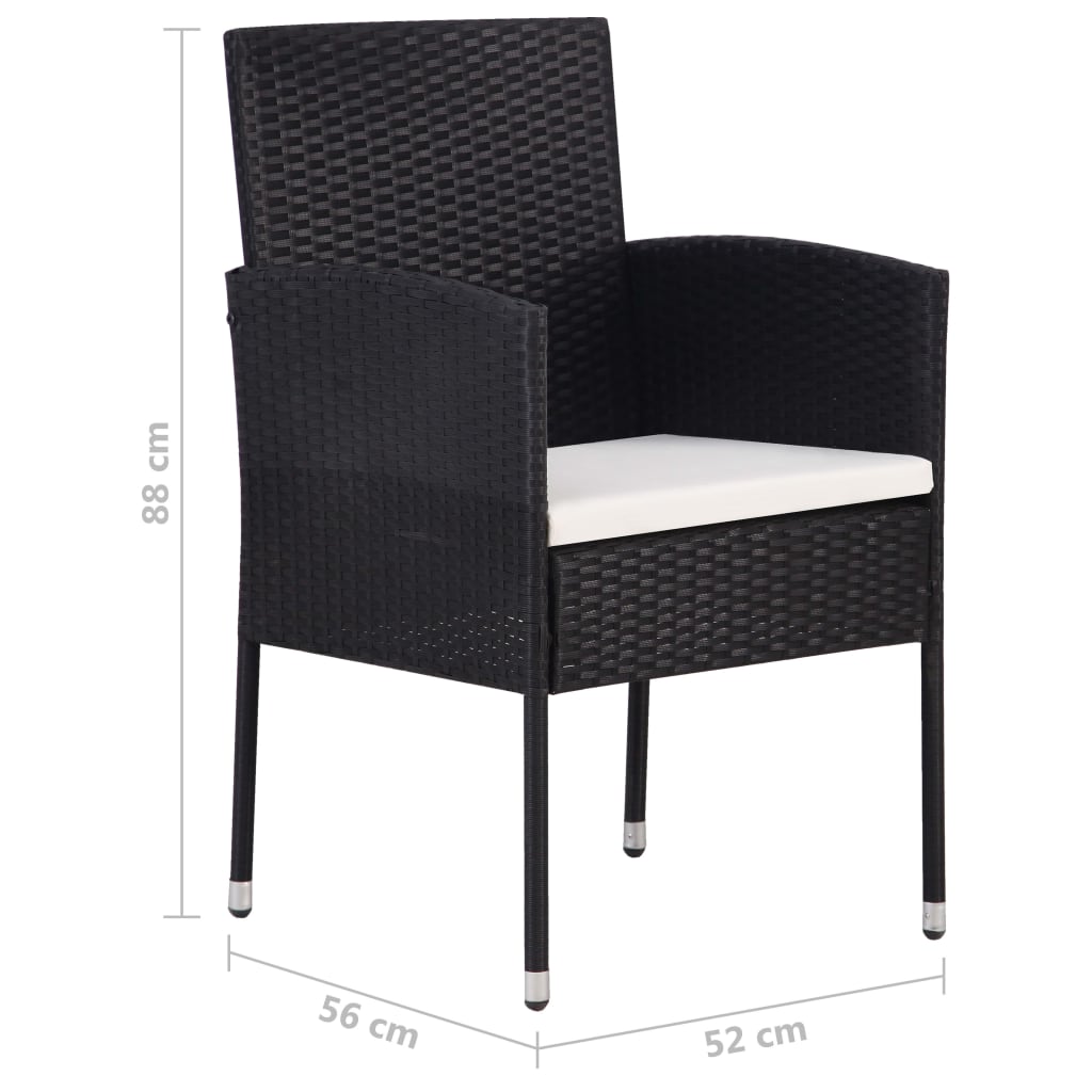 vidaXL 7-tlg. Garten-Essgruppe Poly Rattan Schwarz