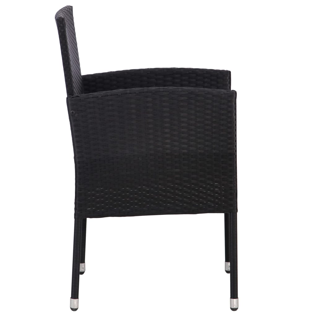 vidaXL 7-tlg. Garten-Essgruppe Poly Rattan Schwarz