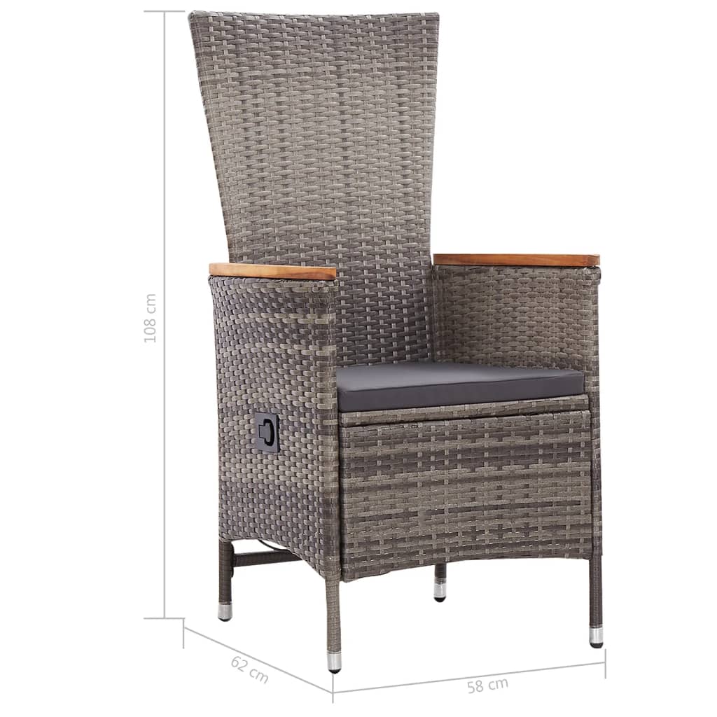 vidaXL 7-tlg. Garten-Essgruppe Grau