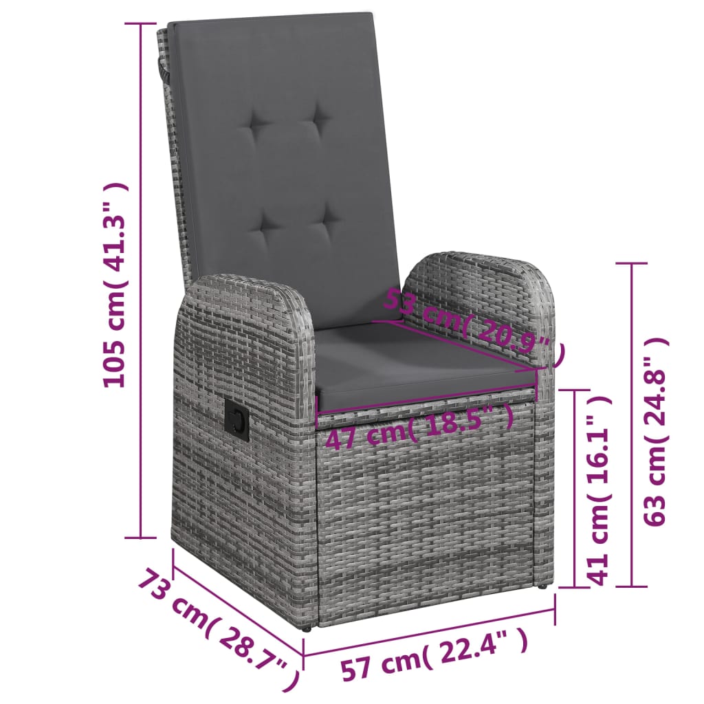 vidaXL 5-tlg. Garten-Essgruppe Grau