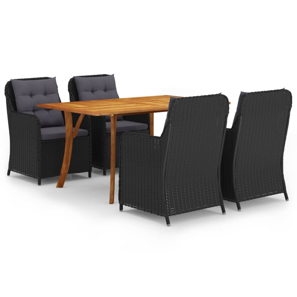 vidaXL 5-tlg. Garten-Essgruppe Schwarz