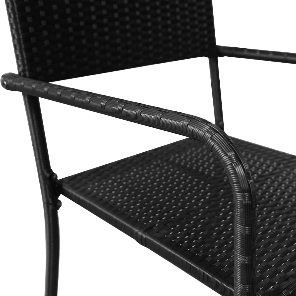 vidaXL 7-tlg. Garten-Essgruppe Poly Rattan Schwarz