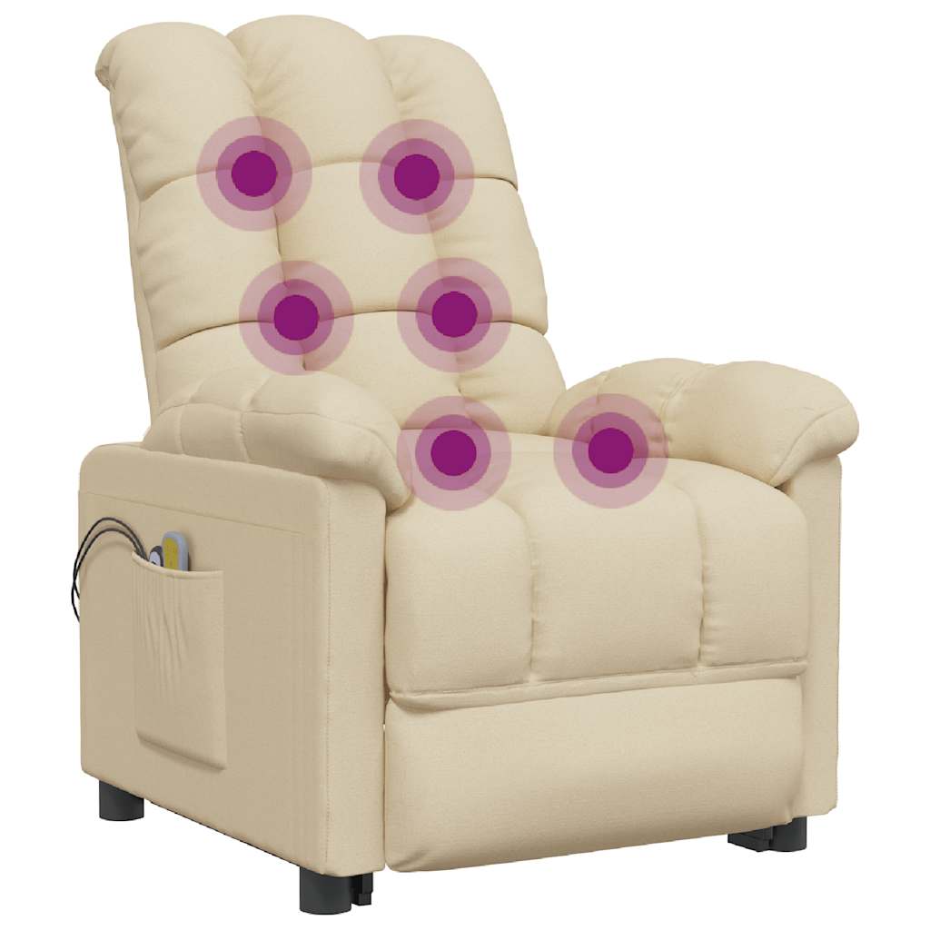 vidaXL Massagesessel Elektrisch Creme Stoff