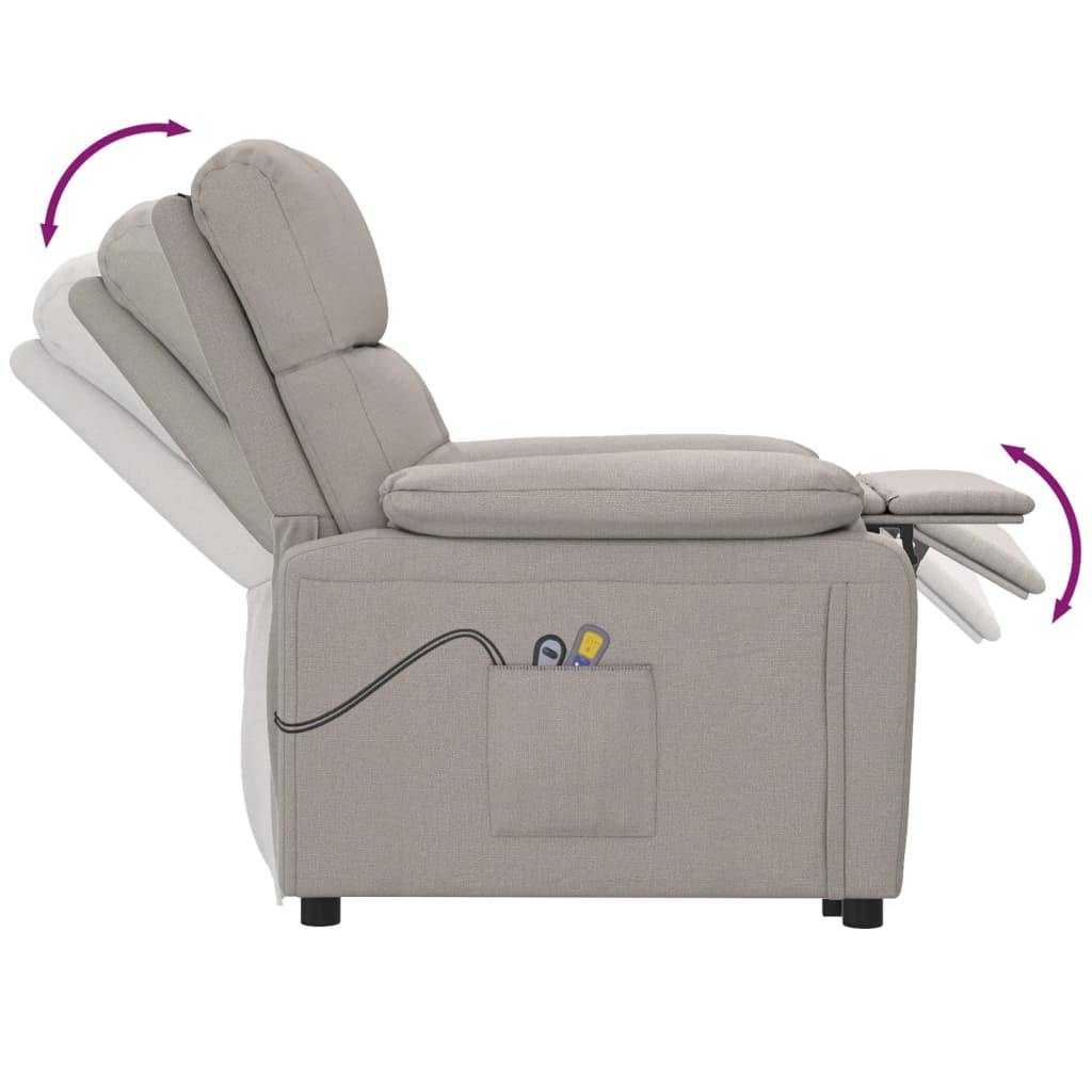 vidaXL Massagesessel Elektrisch Taupe Stoff