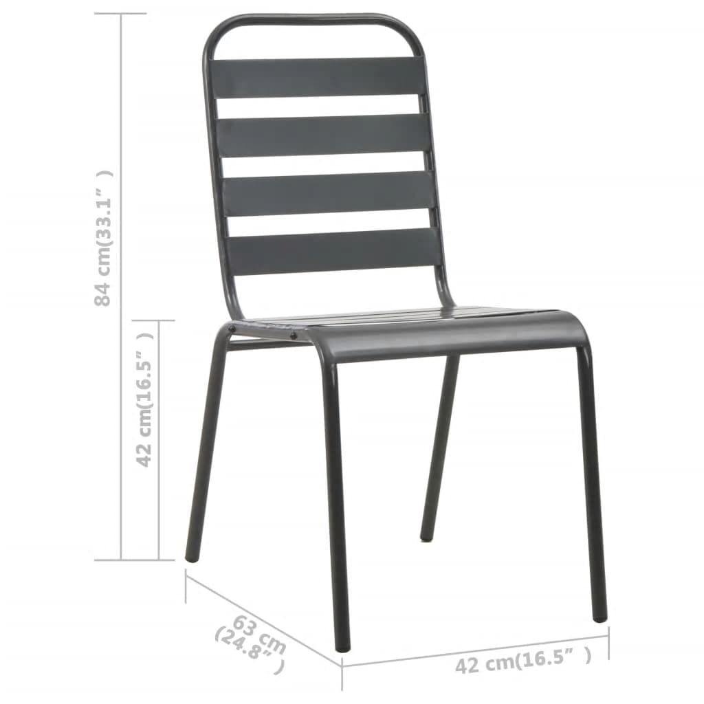 vidaXL 5-tlg. Garten-Essgruppe Stahl Dunkelgrau