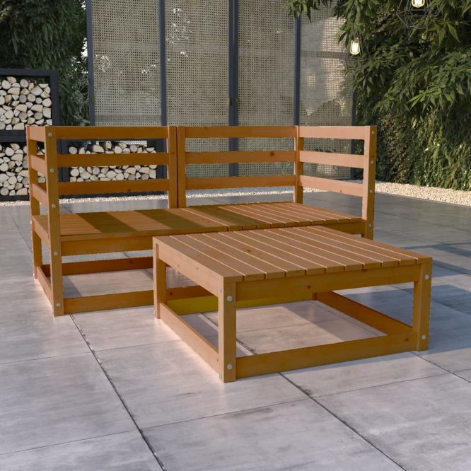 vidaXL 3-tlg. Garten-Lounge-Set Massivholz Kiefer