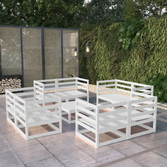 vidaXL 9-tlg. Garten-Lounge-Set Massivholz Kiefer