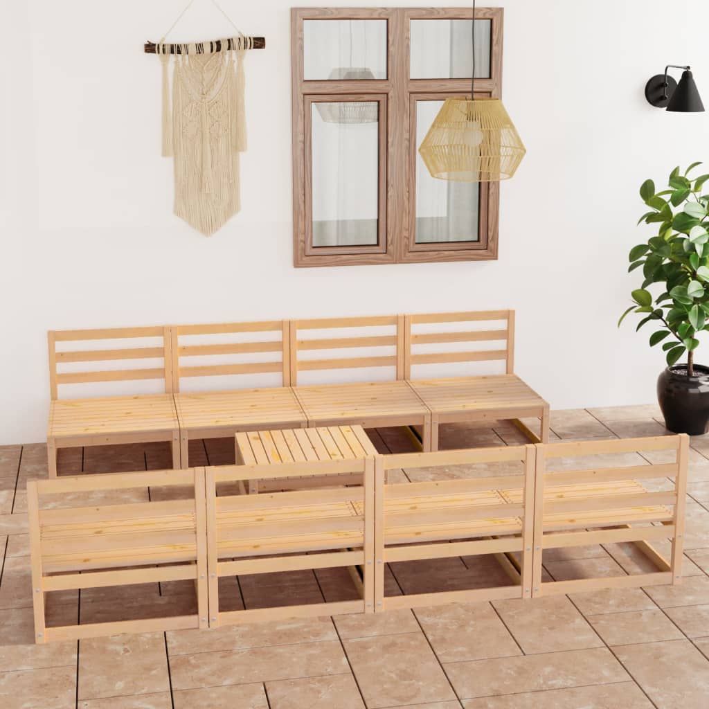 vidaXL 9-tlg. Garten-Lounge-Set Massivholz Kiefer