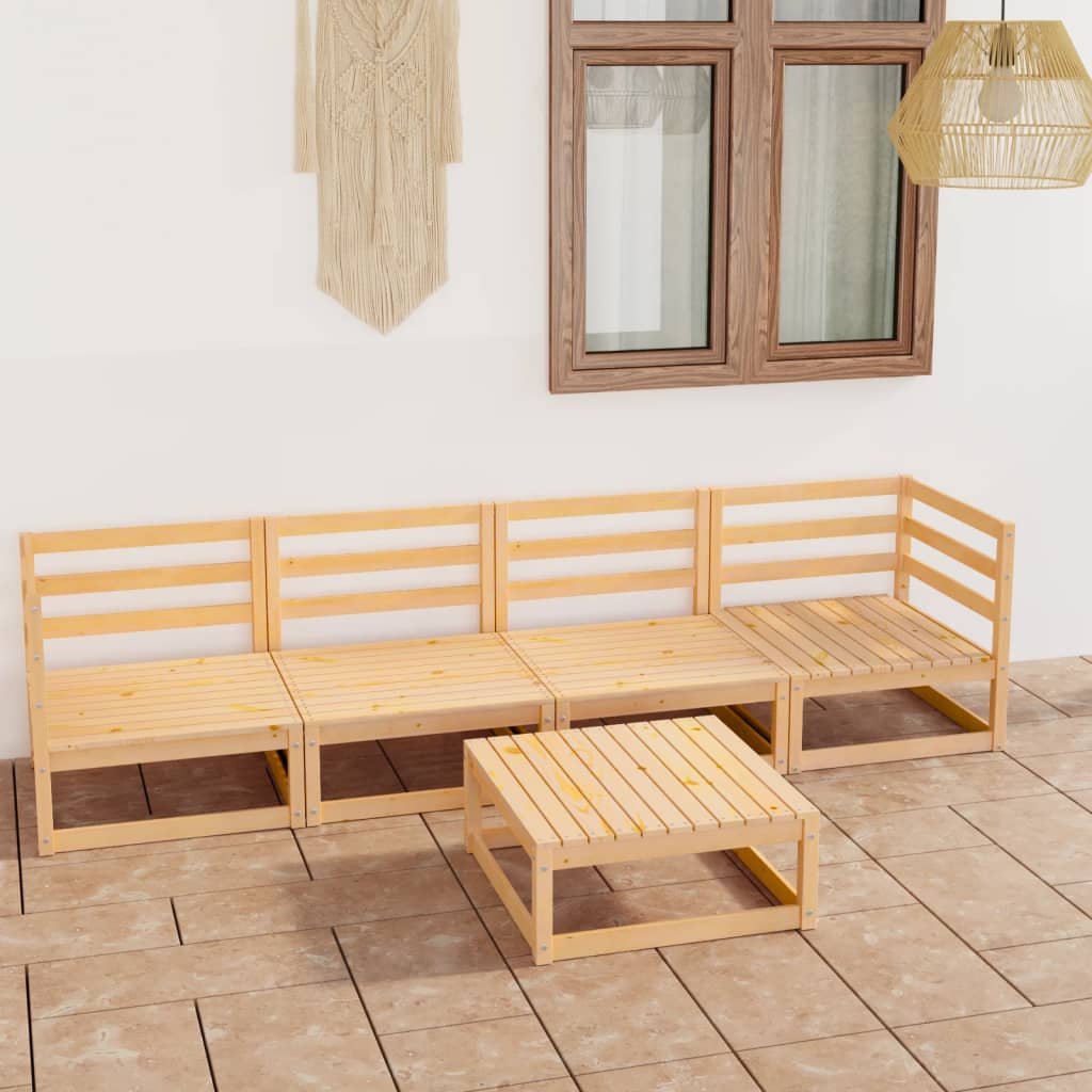 vidaXL 5-tlg. Garten-Lounge-Set Massivholz Kiefer