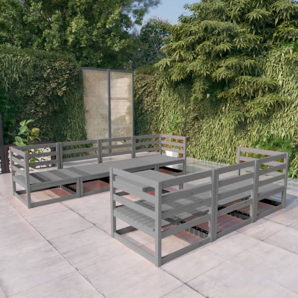 vidaXL 8-tlg. Garten-Lounge-Set Massivholz Kiefer