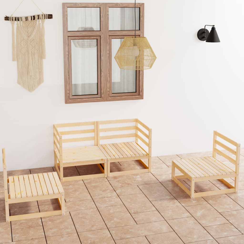 vidaXL 4-tlg. Garten-Lounge-Set Massivholz Kiefer
