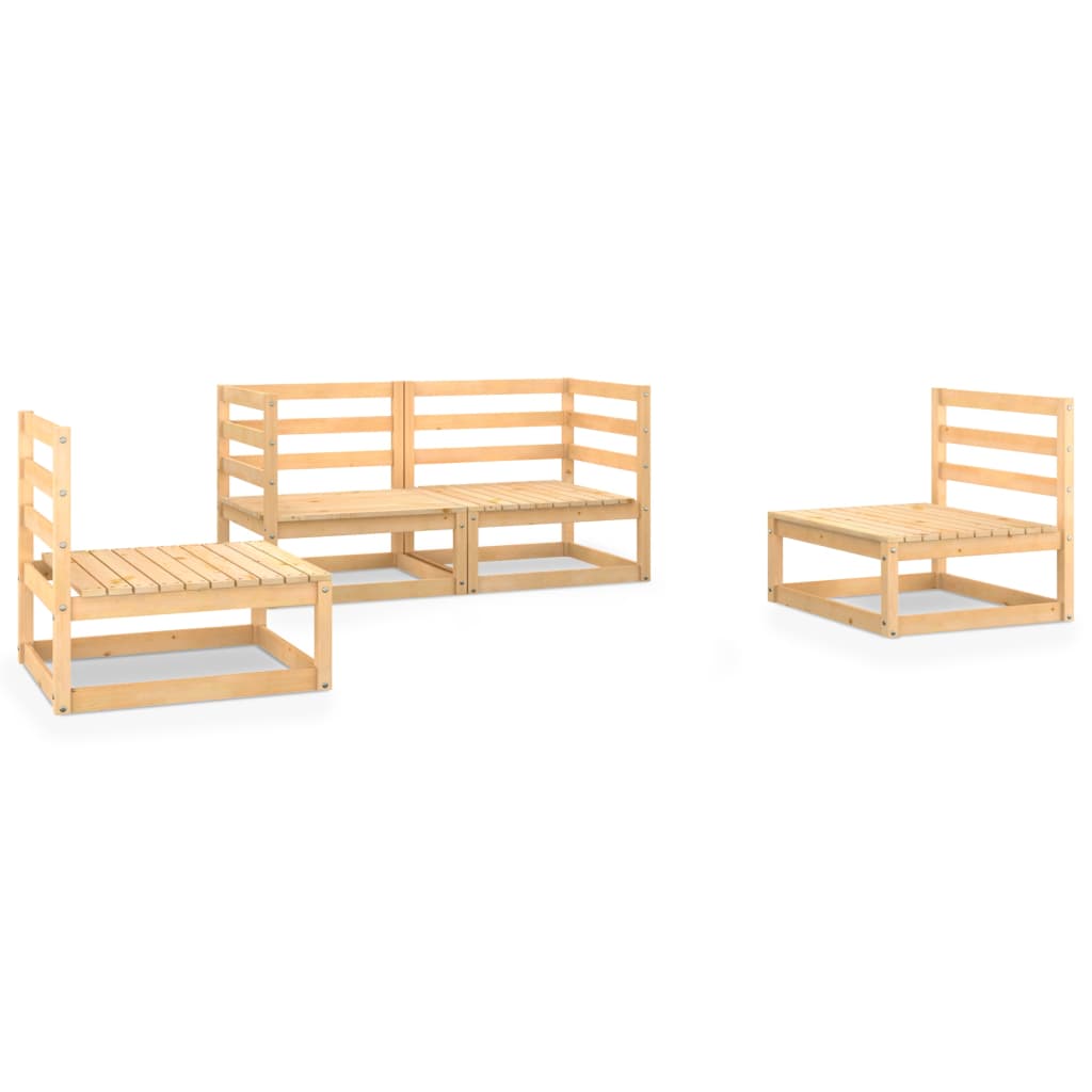 vidaXL 4-tlg. Garten-Lounge-Set Massivholz Kiefer