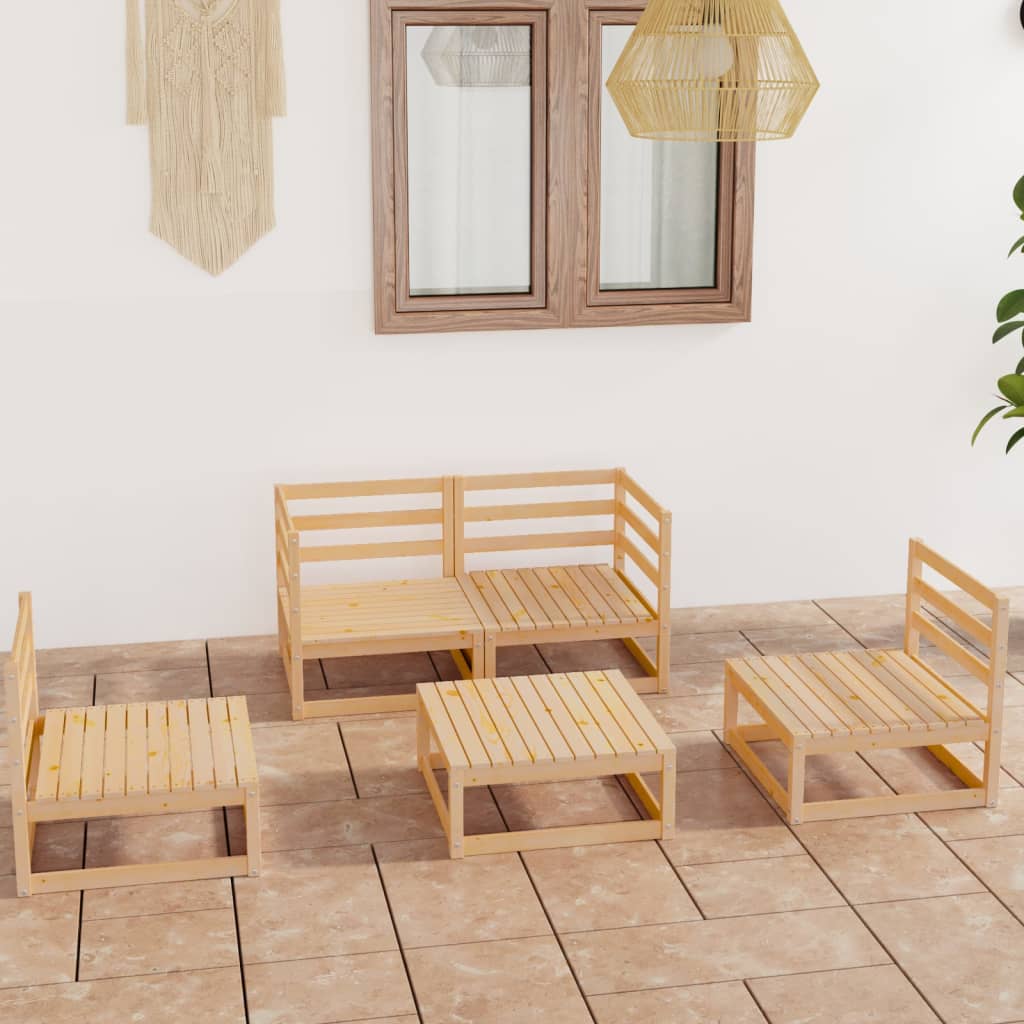vidaXL 5-tlg. Garten-Lounge-Set Massivholz Kiefer