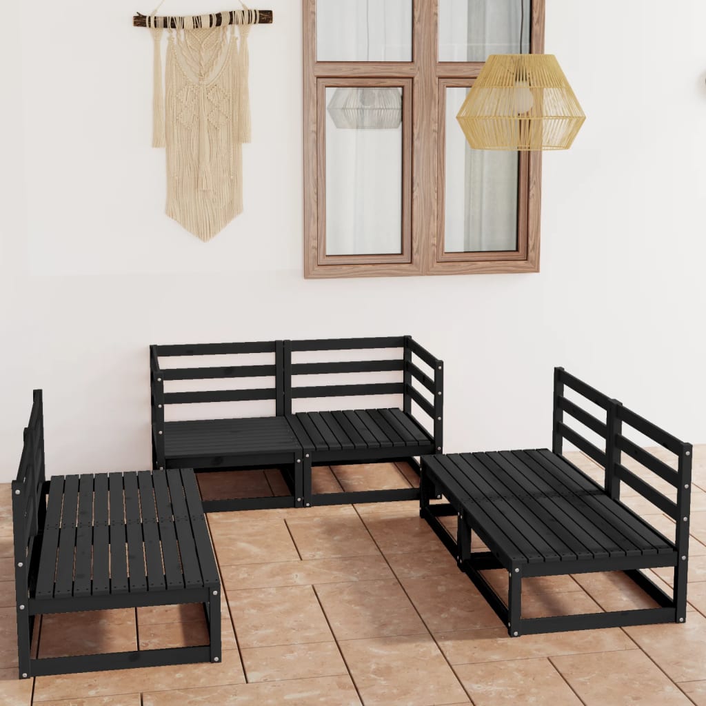 vidaXL 6-tlg. Garten-Lounge-Set Grau Massivholz Kiefer