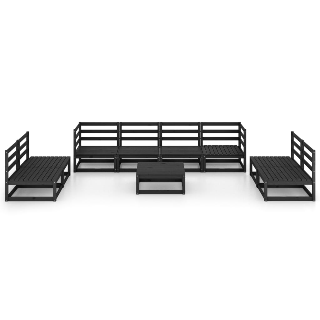 vidaXL 9-tlg. Garten-Lounge-Set Schwarz Massivholz Kiefer