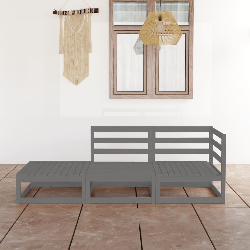 vidaXL 3-tlg. Garten-Lounge-Set Massivholz Kiefer