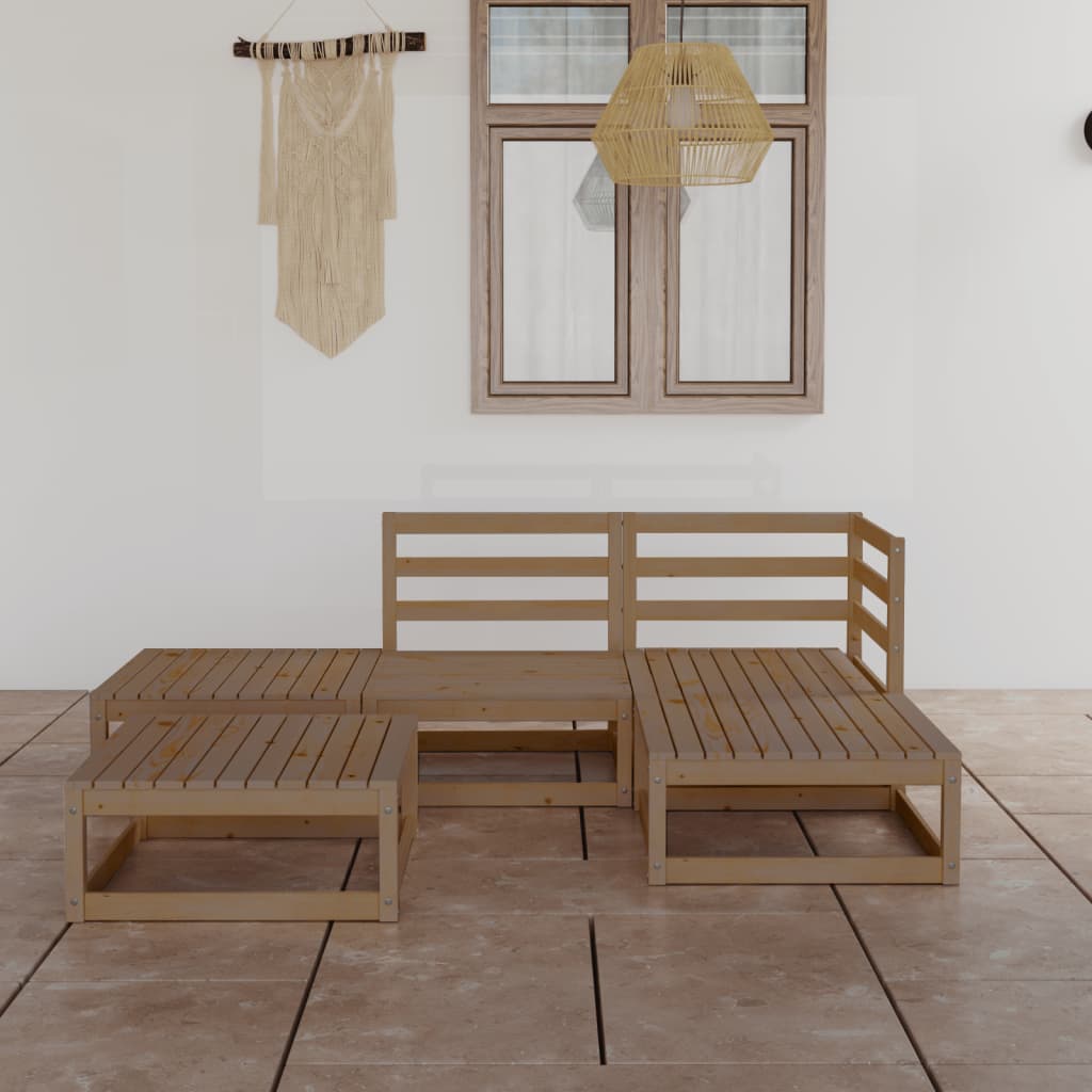 vidaXL 5-tlg. Garten-Lounge-Set Massivholz Kiefer