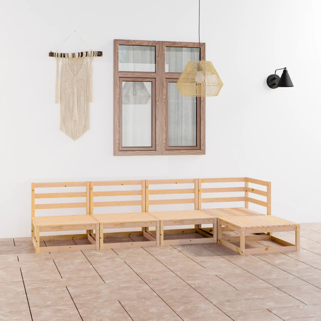 vidaXL 5-tlg. Garten-Lounge-Set Massivholz Kiefer