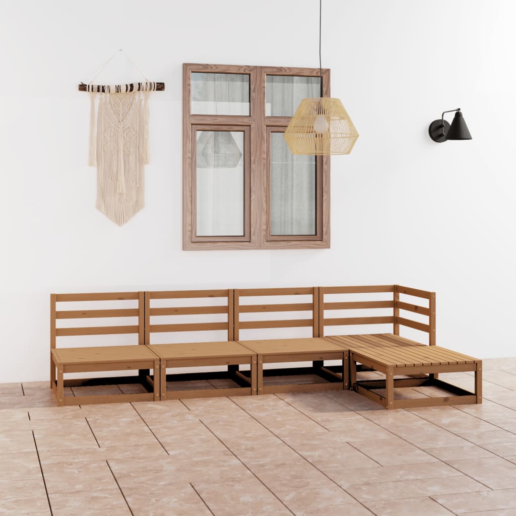 vidaXL 5-tlg. Garten-Lounge-Set Massivholz Kiefer
