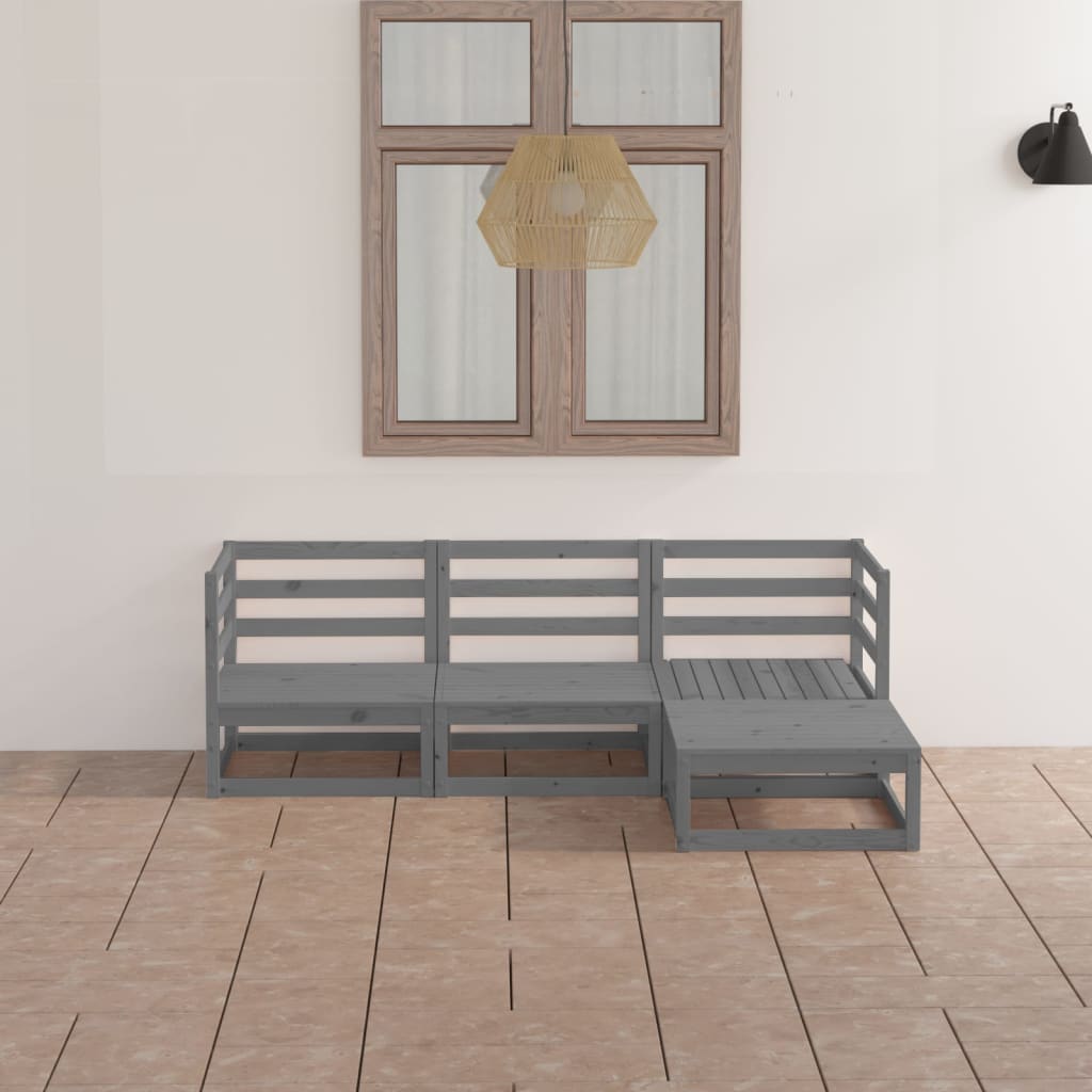 vidaXL 4-tlg. Garten-Lounge-Set Massivholz Kiefer