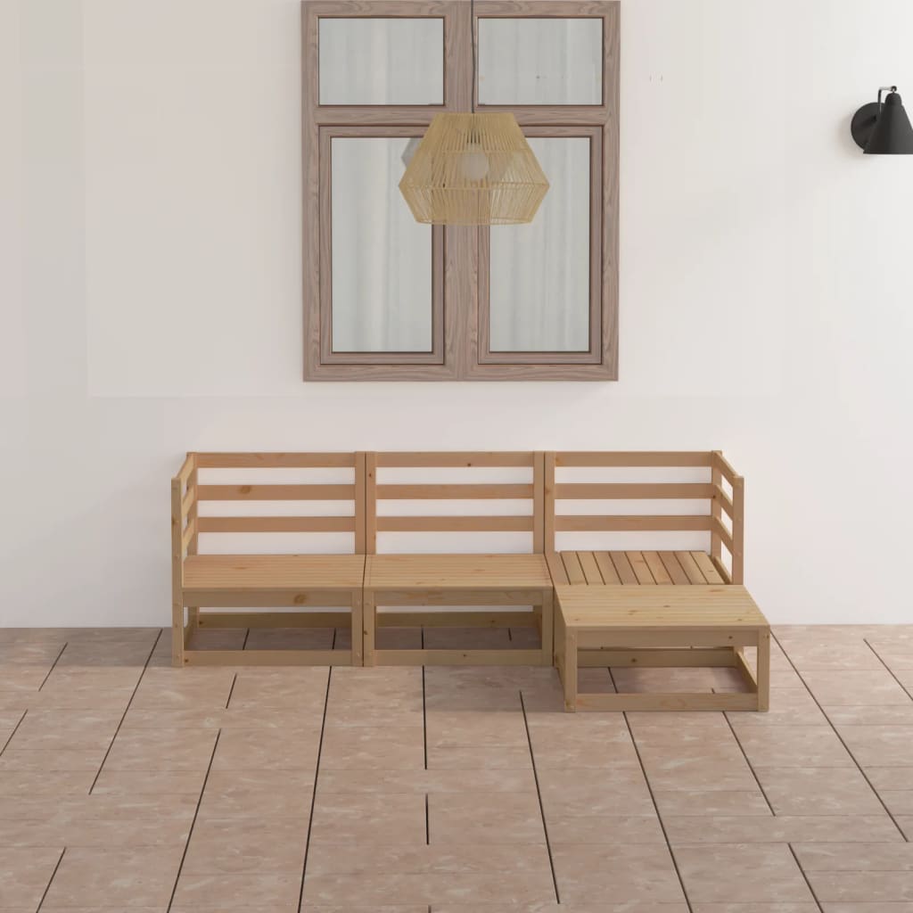 vidaXL 4-tlg. Garten-Lounge-Set Massivholz Kiefer