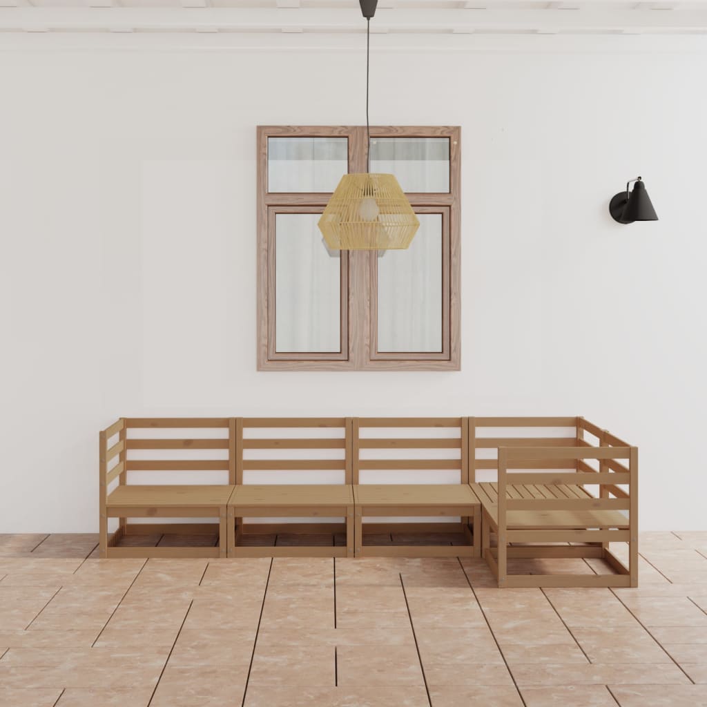 vidaXL 5-tlg. Garten-Lounge-Set Grau Massivholz Kiefer