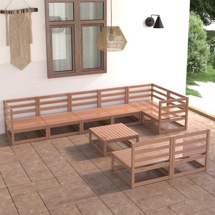 vidaXL 9-tlg. Garten-Lounge-Set Honigbraun Massivholz Kiefer
