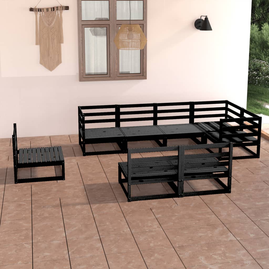 vidaXL 8-tlg. Garten-Lounge-Set Grau Massivholz Kiefer