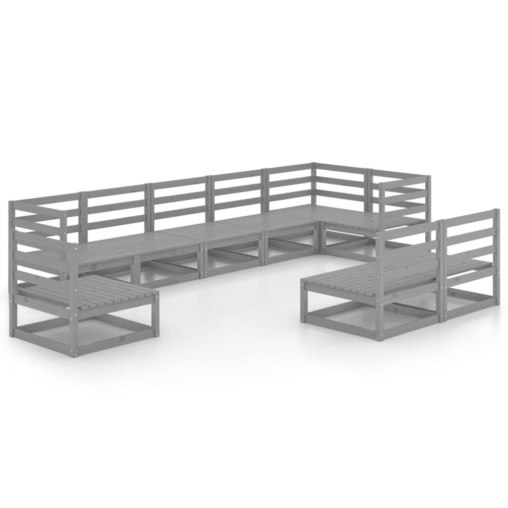 vidaXL 9-tlg. Garten-Lounge-Set Grau Kiefer Massivholz
