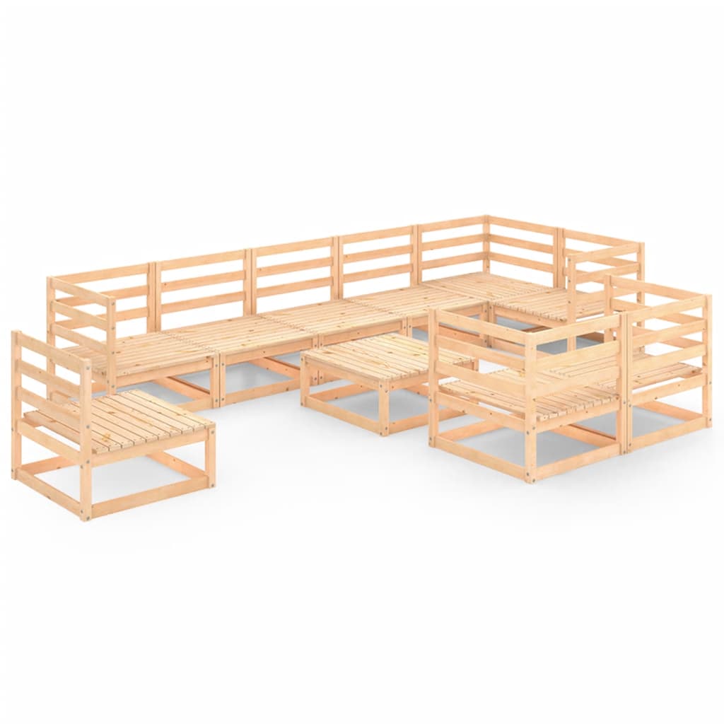vidaXL 10-tlg. Garten-Lounge-Set Massivholz Kiefer