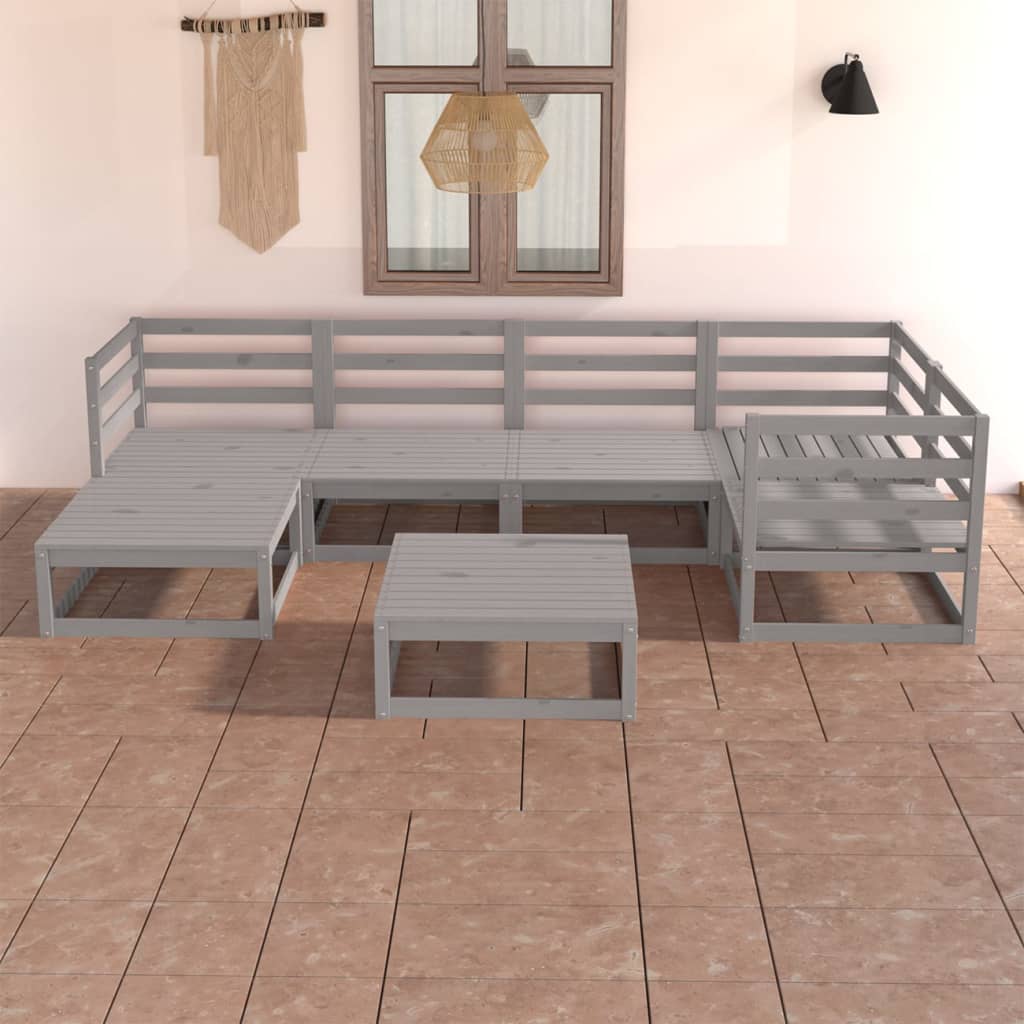vidaXL 7-tlg. Garten-Lounge-Set Massivholz Kiefer