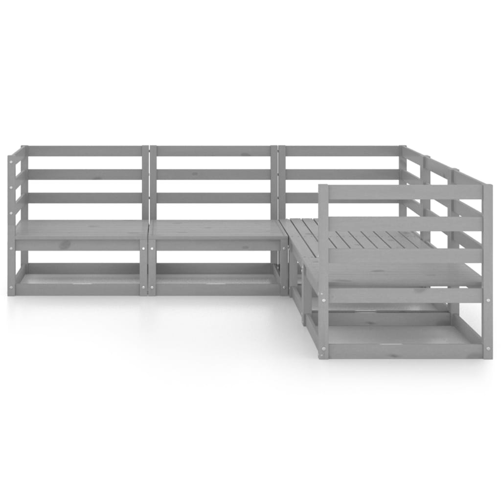 vidaXL 5-tlg. Garten-Lounge-Set Grau Kiefer Massivholz
